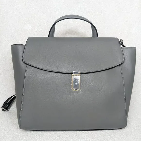 ALFANI mixed metal faux-leather women's backpack crossbody bag - GREY - Picture 3 of 9